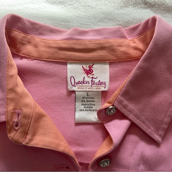 Quaker Factory Jacket Pink with Orange Trim Rhinestone buttons Size Large - Picture 14 of 14
